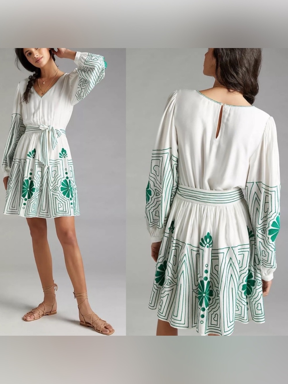 Anthropologie "Forever That Girl” Embroidered Mini Dress Size Medium Bohemian